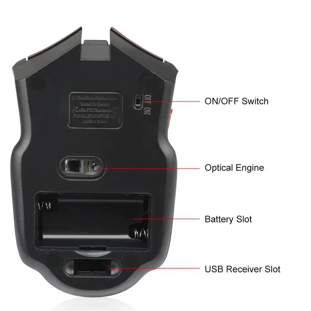 2.4G Wireless Gaming Mouse — 1600DPI, 6 Buttons