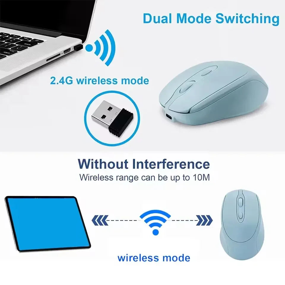 Wireless Silent Gaming Mouse Rechargeable Bluetooth 2.4GHz PC Mac Laptop