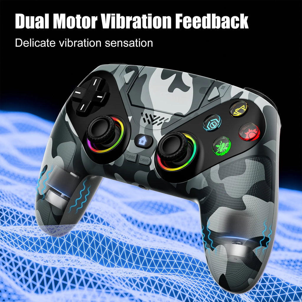 RGB Wireless Gaming Controller PS5 PS5 Pro PC Hall Effect Anti-Drift Macro Turbo