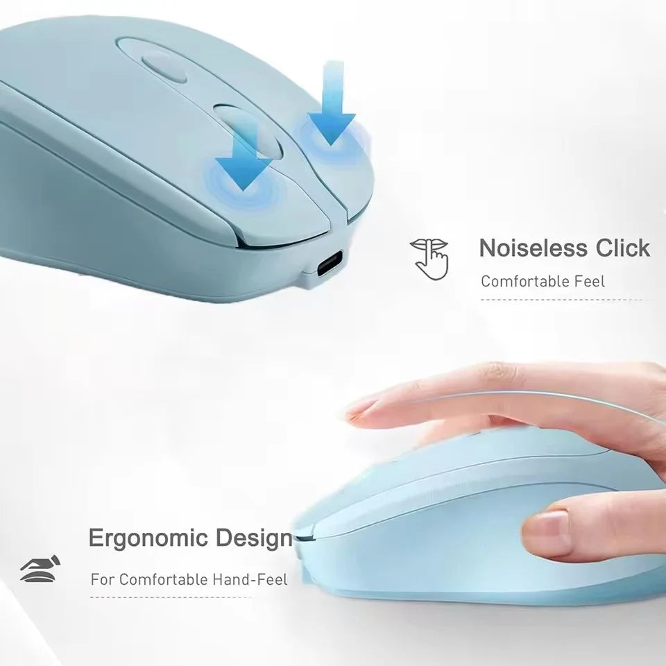 Wireless Silent Gaming Mouse Rechargeable Bluetooth 2.4GHz PC Mac Laptop