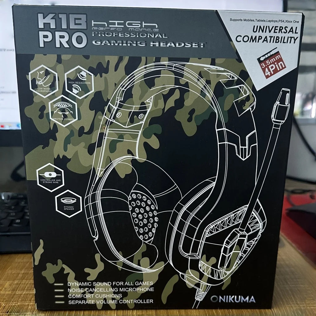 ONIKUMA K1B Pro Camo Elite Stereo Gaming Headset — PS4, Xbox, PC, Switch