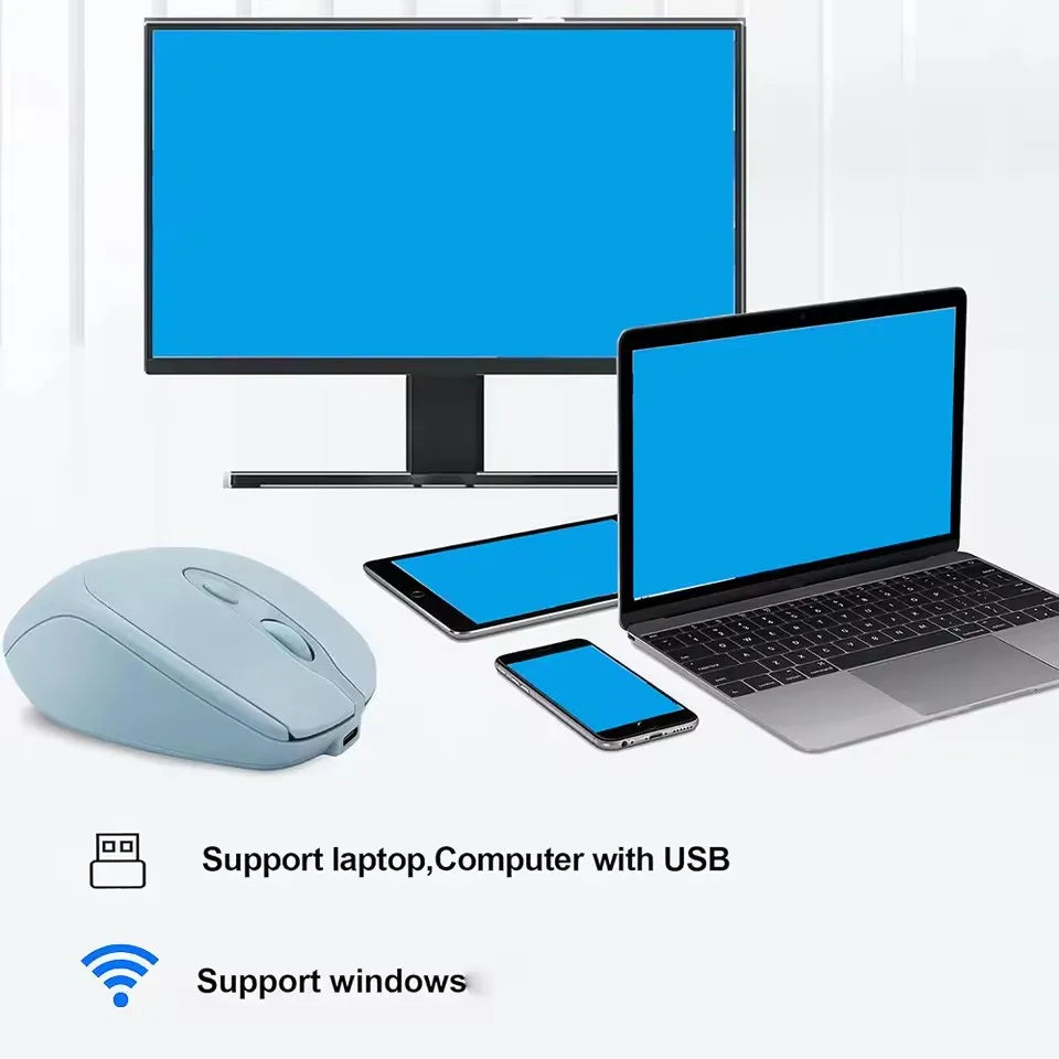 Wireless Silent Gaming Mouse Rechargeable Bluetooth 2.4GHz PC Mac Laptop