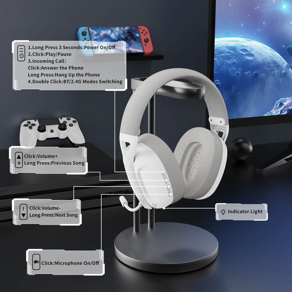 ATTACK SHARK L80 Wireless Gaming Headset Ultra-Light Tri-Mode PC PS4 PS5 Xbox Switch