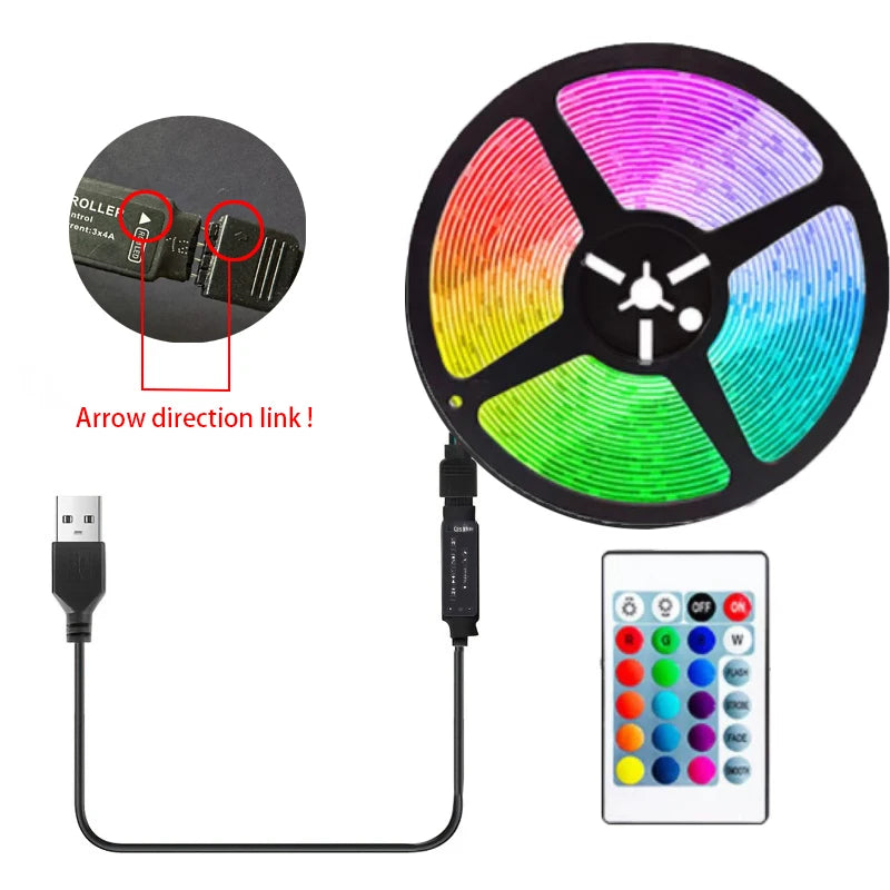 5M USB RGB LED Light Strip with 24-Key Remote