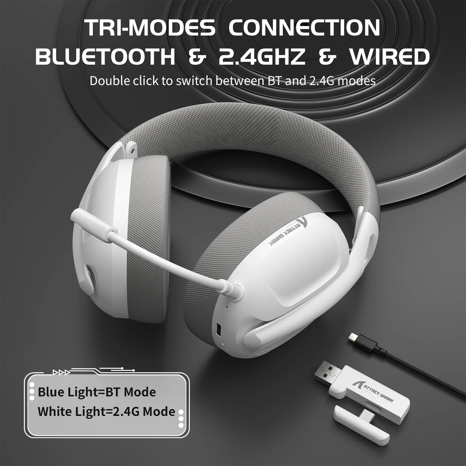ATTACK SHARK L80 Wireless Gaming Headset Ultra-Light Tri-Mode PC PS4 PS5 Xbox Switch