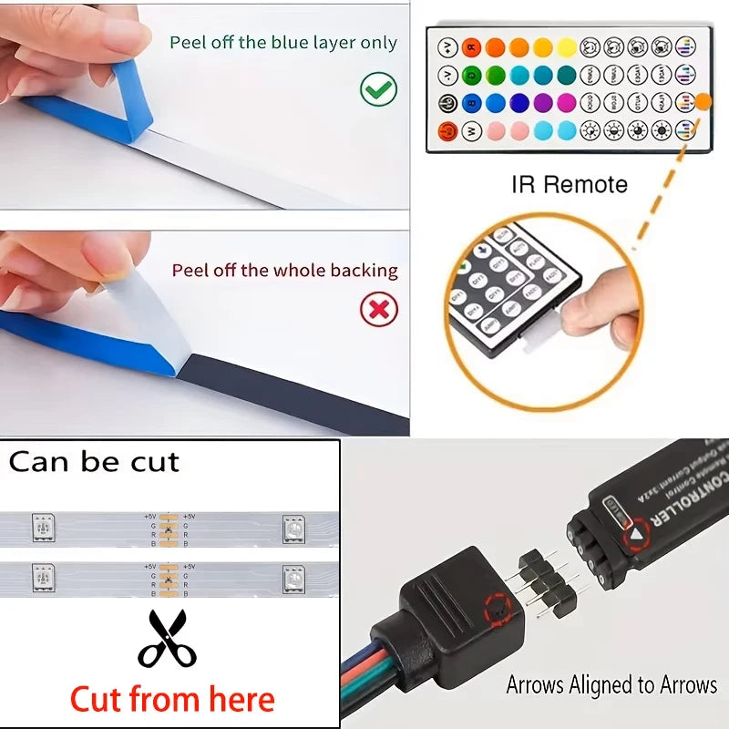RGB LED Strip Lights 1M–40M with App Control