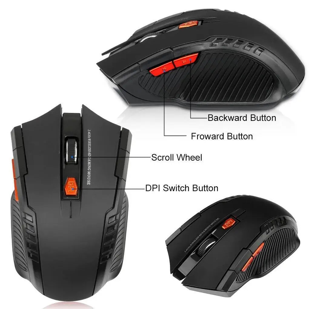 2.4G Wireless Gaming Mouse — 1600DPI, 6 Buttons