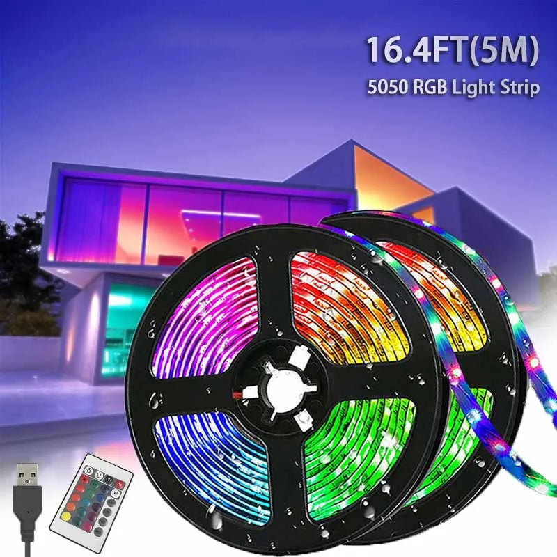 5M USB RGB LED Light Strip with 24-Key Remote