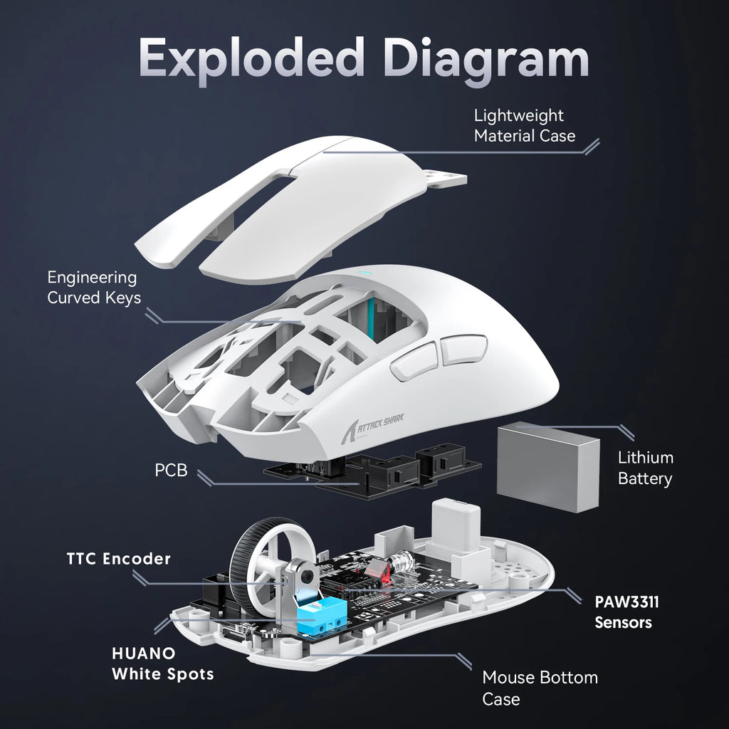 Attack Shark X11 Wireless Gaming Mouse — PAW3311, RGB, Magnetic Charging