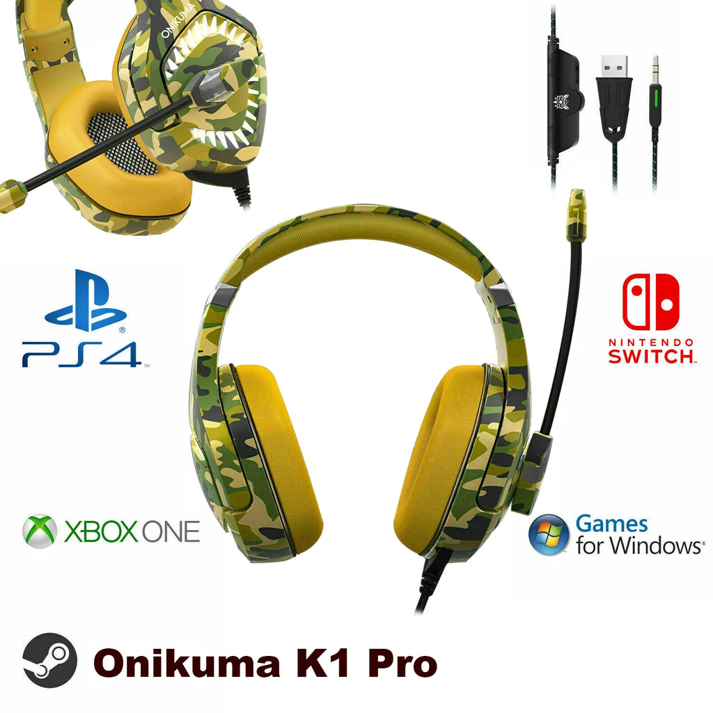 ONIKUMA K1B Pro Camo Elite Stereo Gaming Headset — PS4, Xbox, PC, Switch