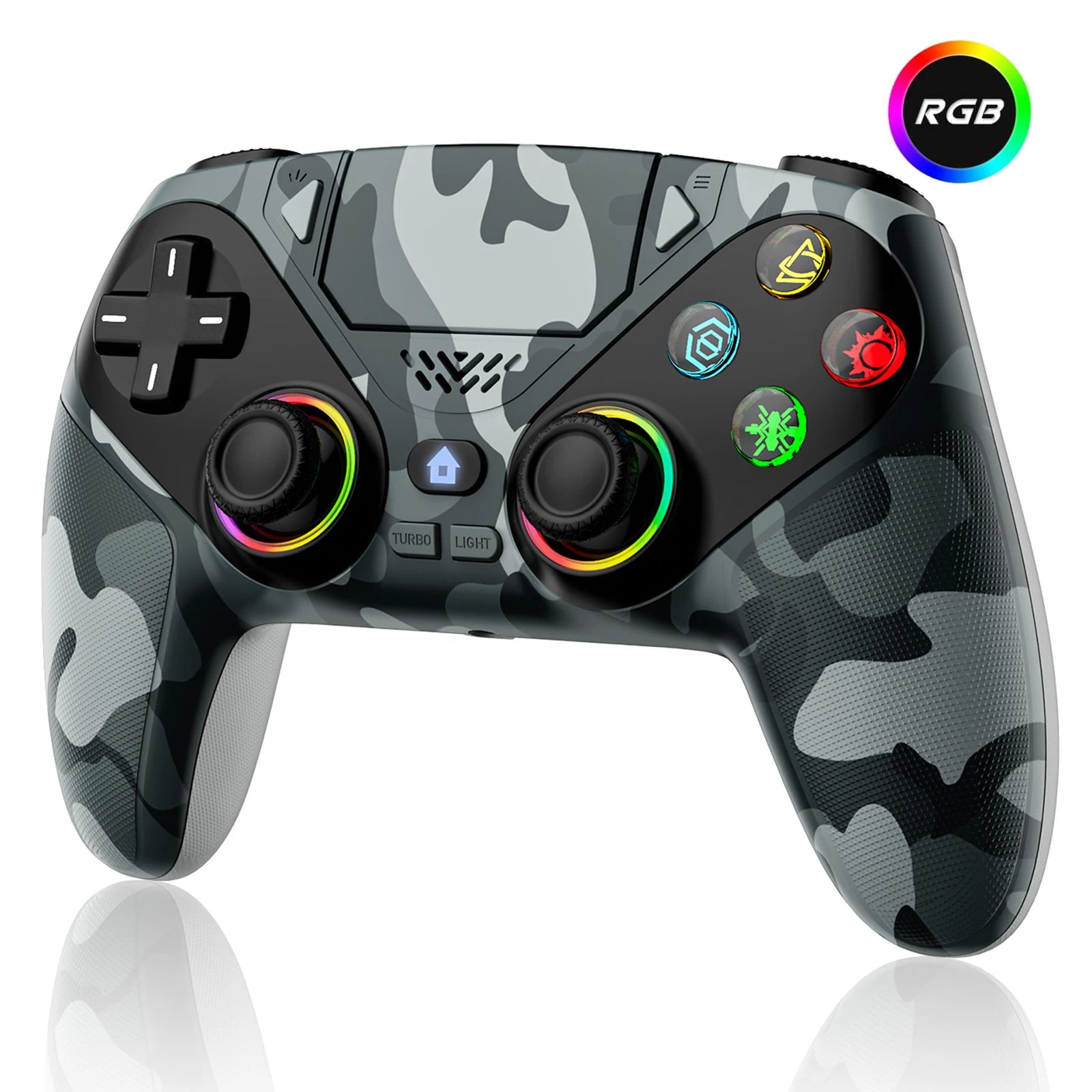 RGB Wireless Gaming Controller PS5 PS5 Pro PC Hall Effect Anti-Drift Macro Turbo