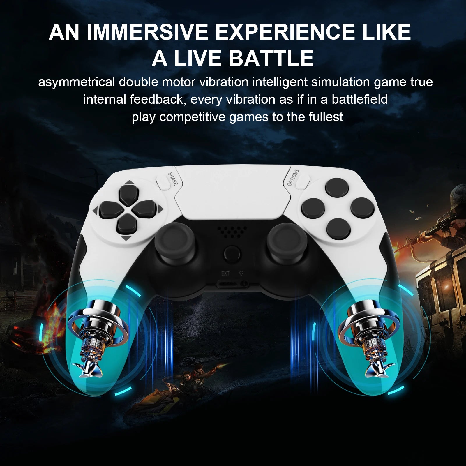 GAMINJA Wireless Gaming Controller PS4 PS3 PC Dual Vibration 6-Axis Gyroscope