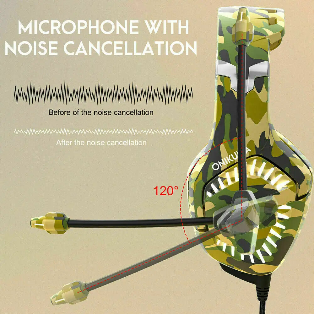ONIKUMA K1B Pro Camo Elite Stereo Gaming Headset — PS4, Xbox, PC, Switch
