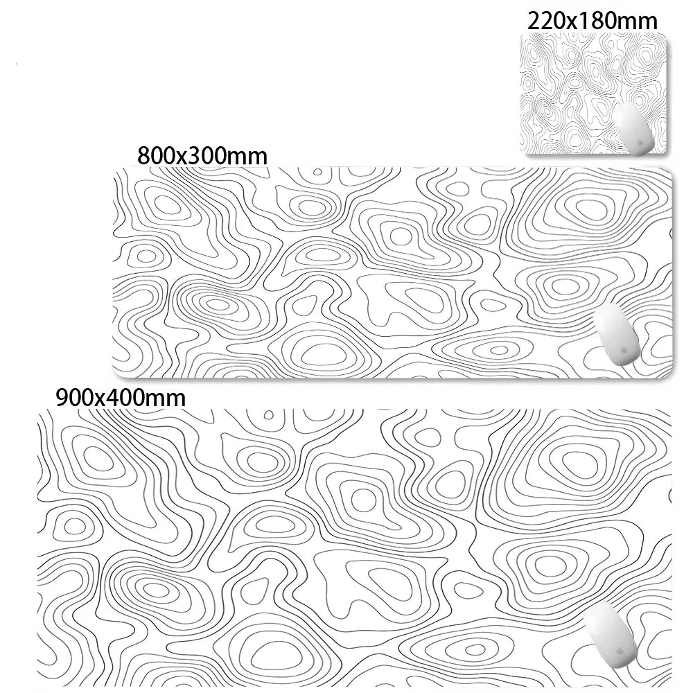 XXL Strata Liquid Abstract Gaming Desk Mat — Black & White, Locked Edge, Non-Slip
