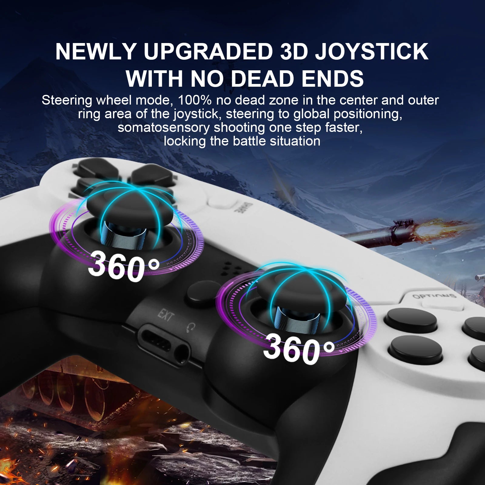 GAMINJA Wireless Gaming Controller PS4 PS3 PC Dual Vibration 6-Axis Gyroscope