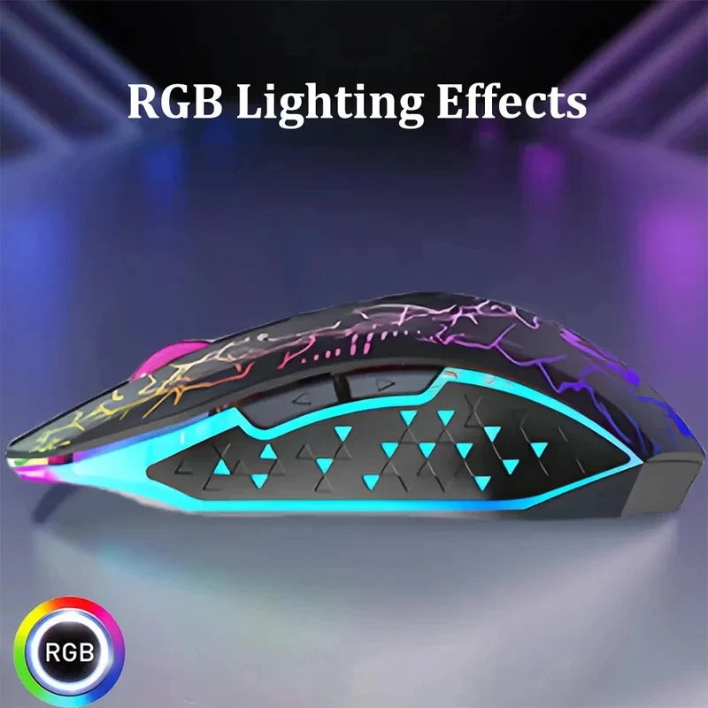 Bluetooth 5.2 RGB Gaming Mouse Wireless Silent Rechargeable 1600 DPI PC Mac 90Hr Battery