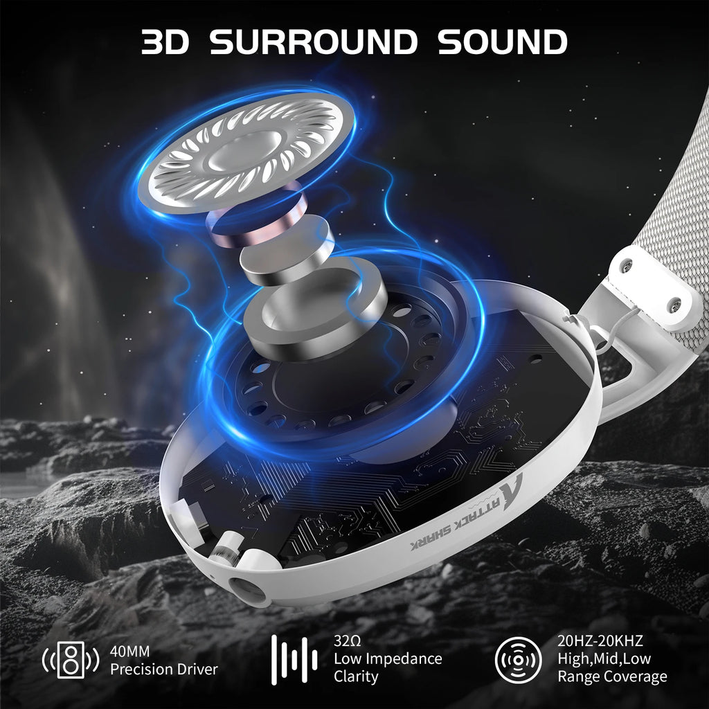 ATTACK SHARK L80 Wireless Gaming Headset Ultra-Light Tri-Mode PC PS4 PS5 Xbox Switch