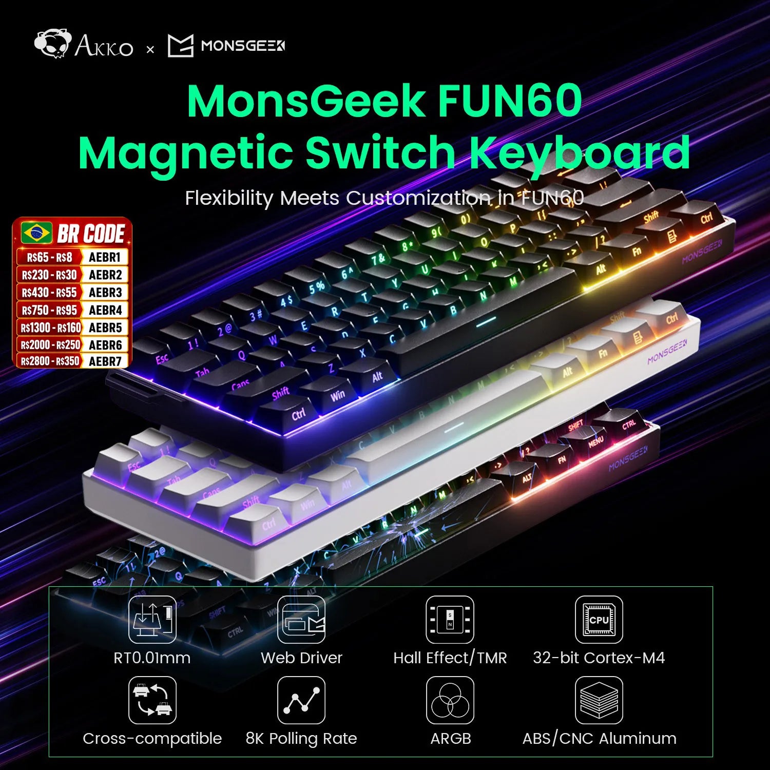 Akko MonsGeek FUN60 60% Mechanical Gaming Keyboard